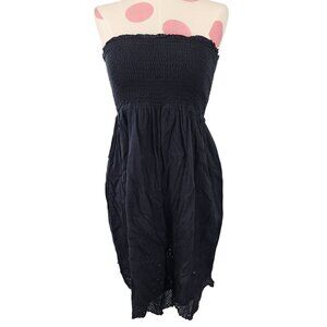 Women's Vintage Y2K American Eagle Black Strapless Tube Top Dress Medium Eyelet